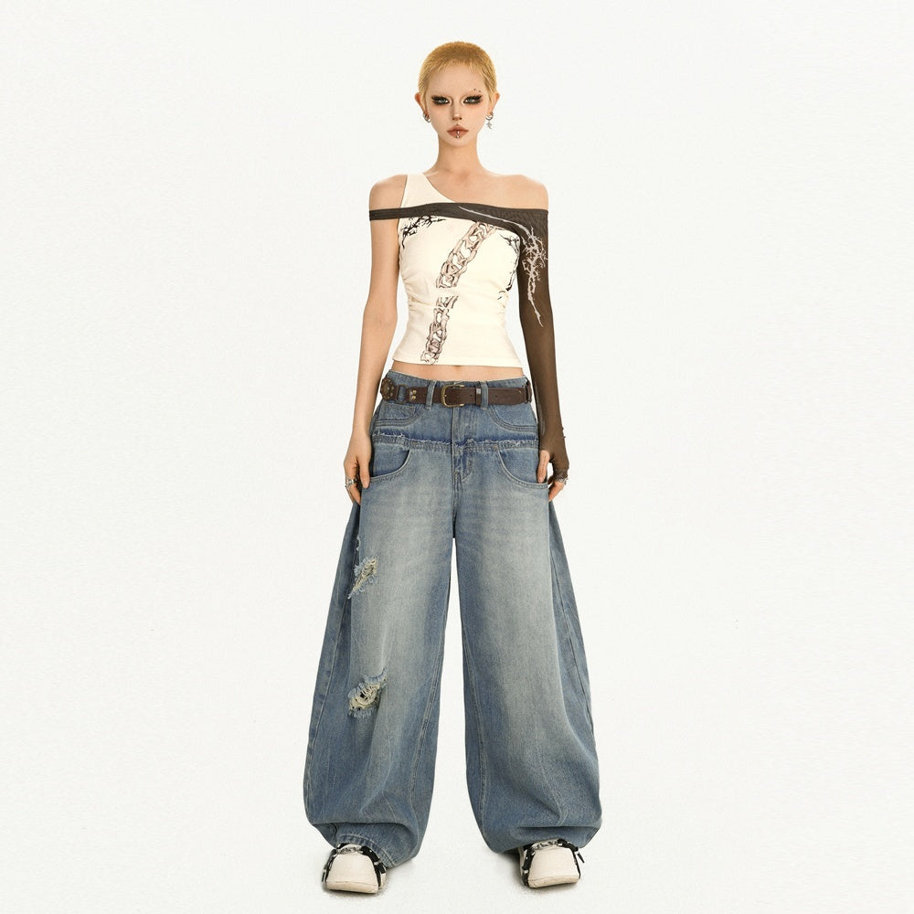 Nico_Molly_Cross_Print_Asymmetric_Shoulder_Splice_Women&