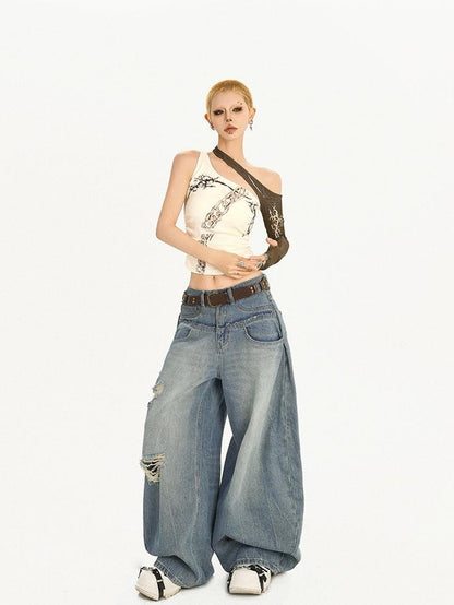 Nico Molly Cross Print Asymmetric Shoulder Splice Women&