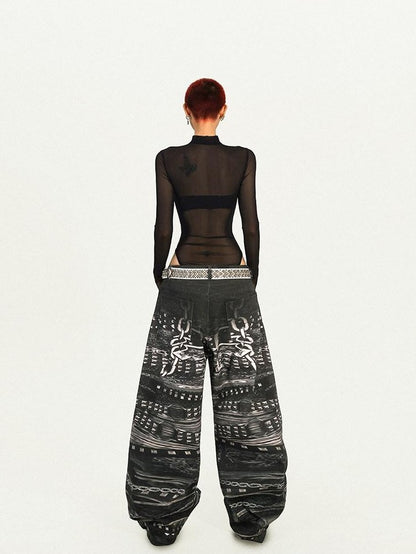 Nico Molly Cyberpunk Black Sheer Fitted Low Waist Padded Women&