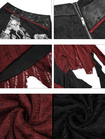 Nico Molly Dark Gothic Asymmetrical A Line Colorblock High Waist Women&