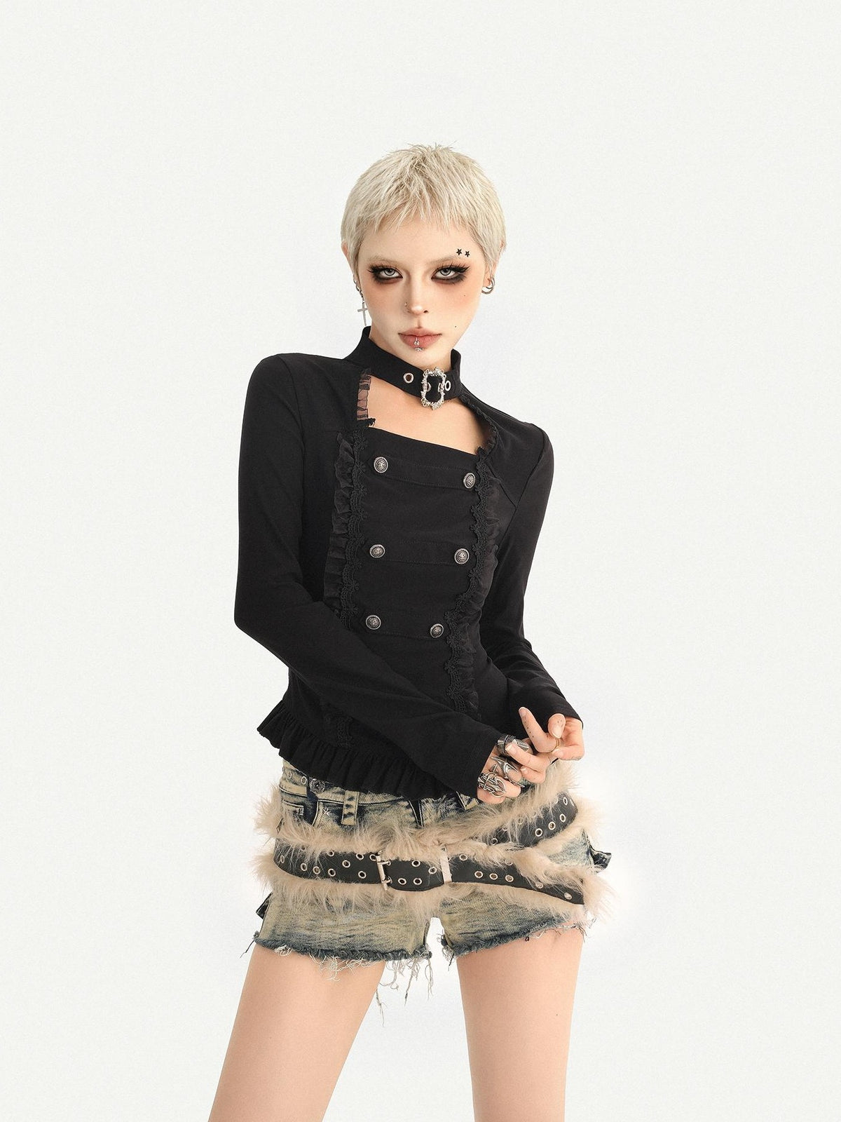 Nico Molly Dark Gothic Double Breasted Halter Slim Women&