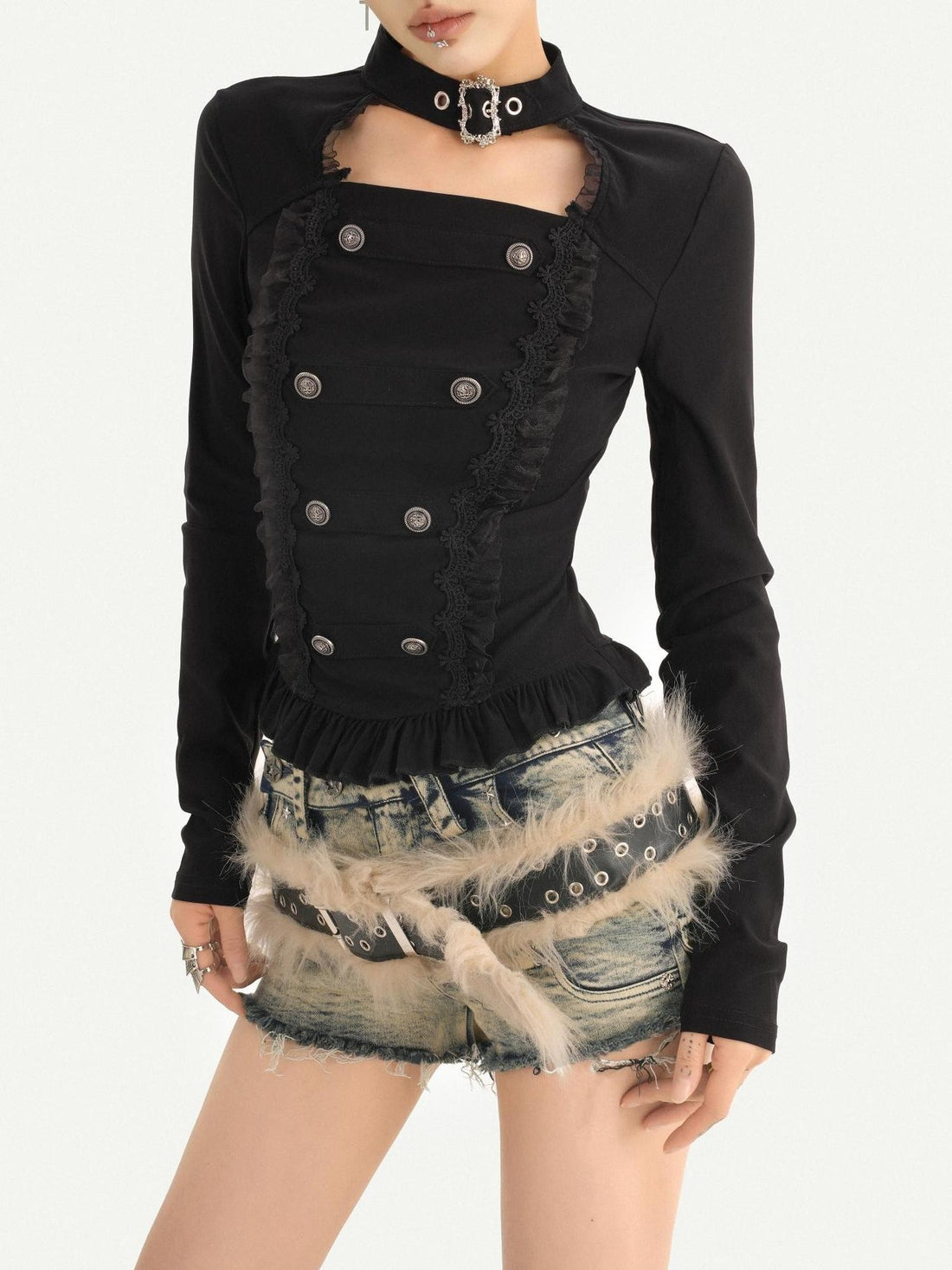 Nico Molly Dark Gothic Double Breasted Halter Slim Women&