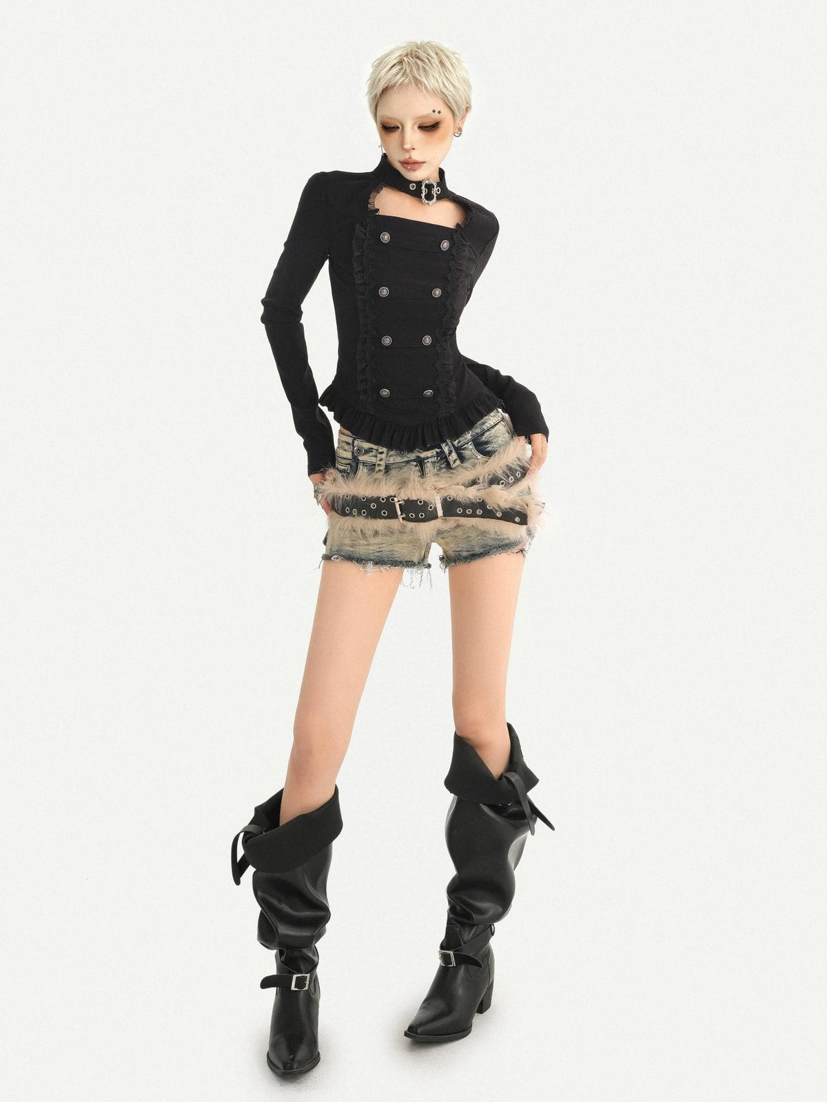 Nico Molly Dark Gothic Double Breasted Halter Slim Women&