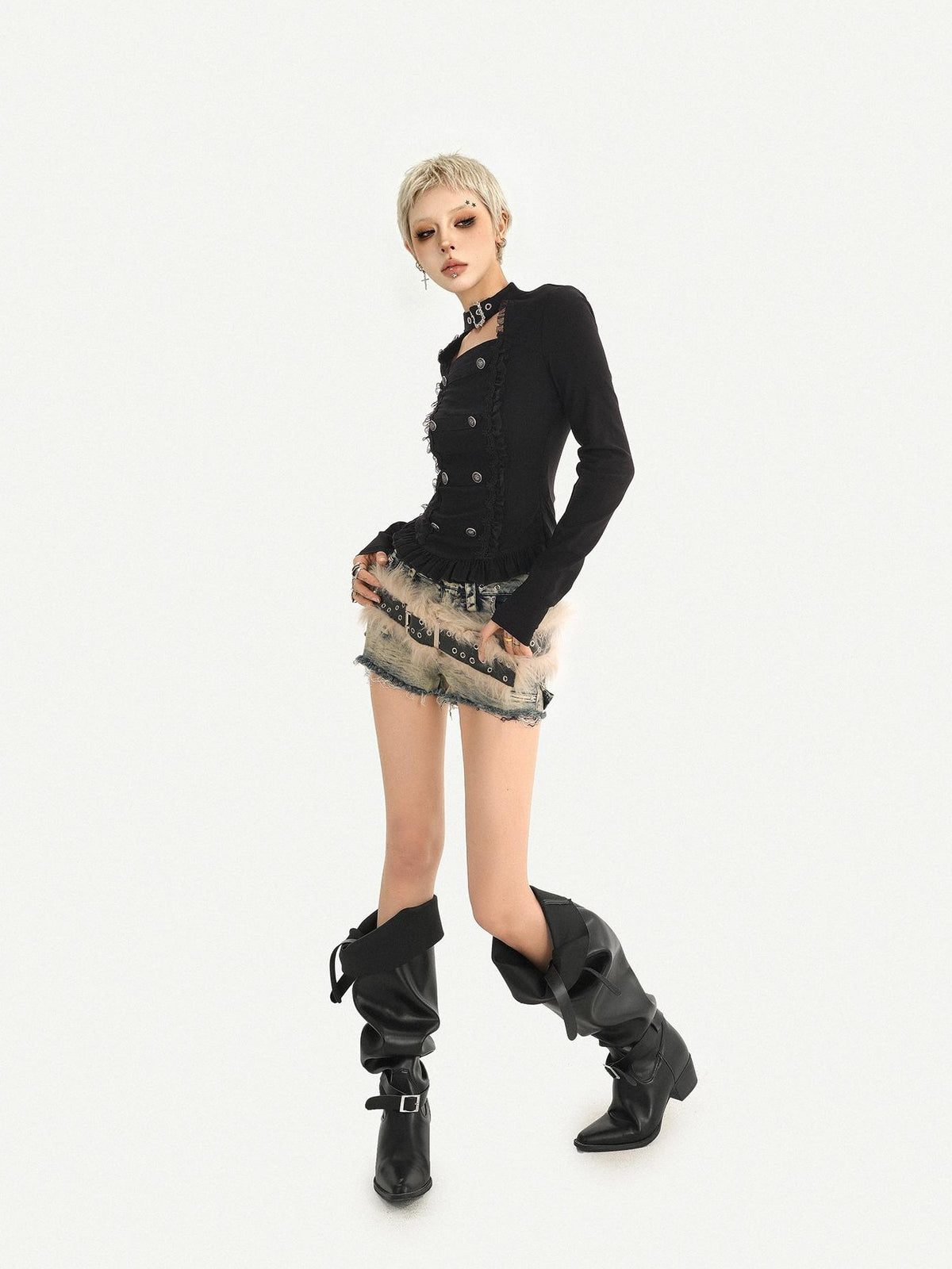 Nico Molly Dark Gothic Double Breasted Halter Slim Women&