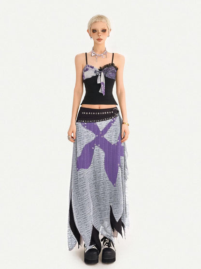 Nico Molly Dark Gothic Punk Asymmetrical Colorblock Women&