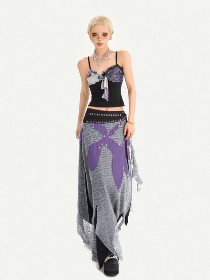 Nico Molly Dark Gothic Punk Asymmetrical Colorblock Women&