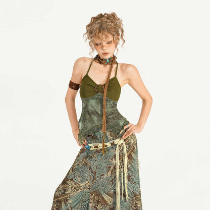 Nico_Molly_Dark_Green_Oil_Painting_Print_Wood_Ring_Cross_Back_Slim_Women&