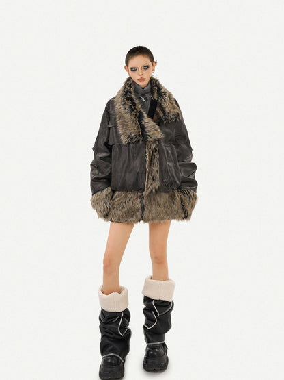 Nico Molly Dark Rock Patchwork Plaid Reversible Plush Women&