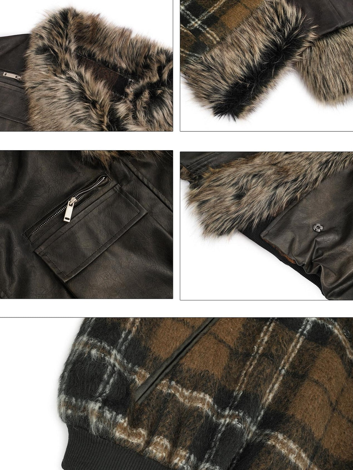 Nico Molly Dark Rock Patchwork Plaid Reversible Plush Women&