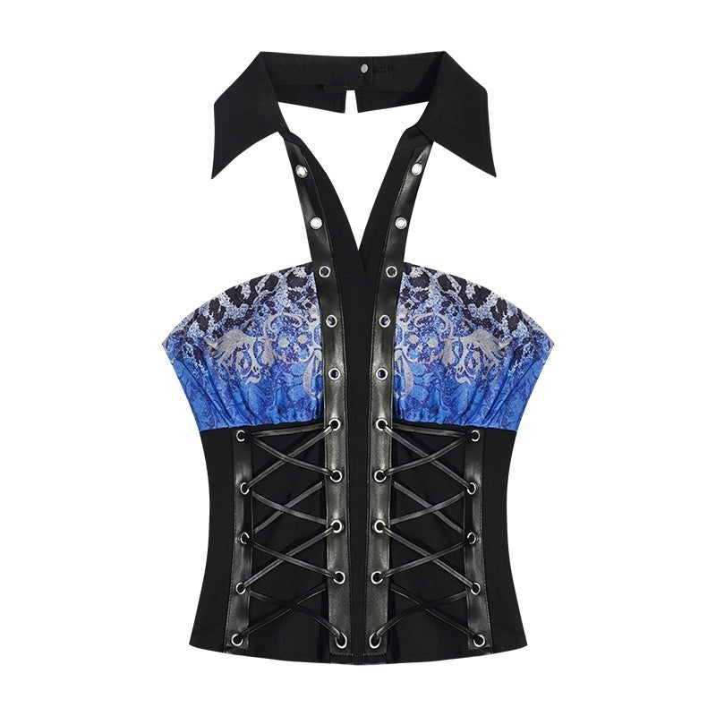 Nico_Molly_Electric_Blue_Dark_Punk_Studded_Halter_Bandeau_Women&