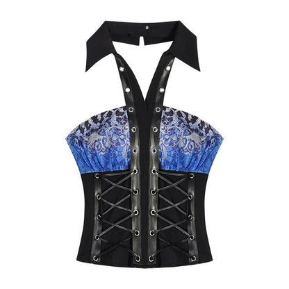 Nico_Molly_Electric_Blue_Dark_Punk_Studded_Halter_Bandeau_Women&