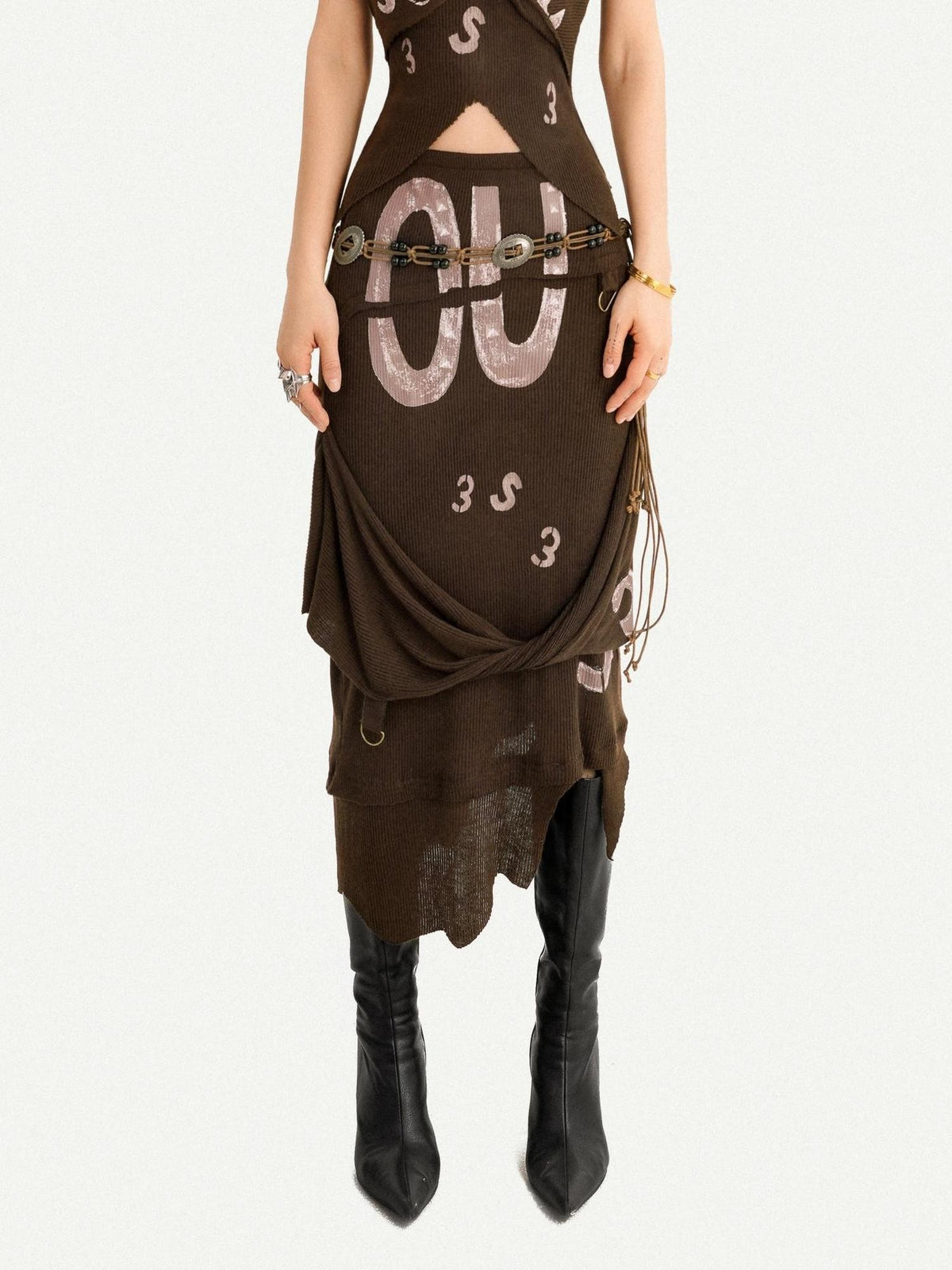 Nico Molly Ethnic Braided Tassel Decorative Knot Waist Chain Women&