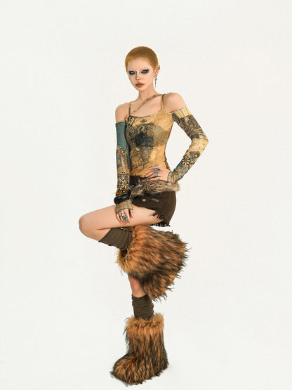 Nico Molly Furry Skull Vintage Edgy Street Y2k Women&