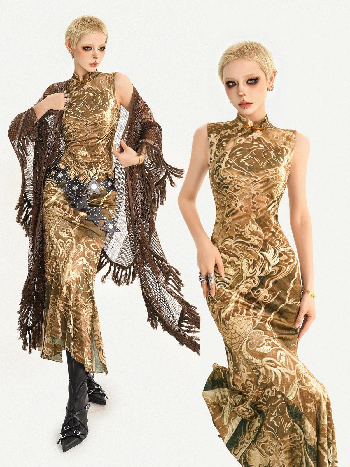Nico Molly Gilded Glamorous Fishtail Sleeveless Slim Women&