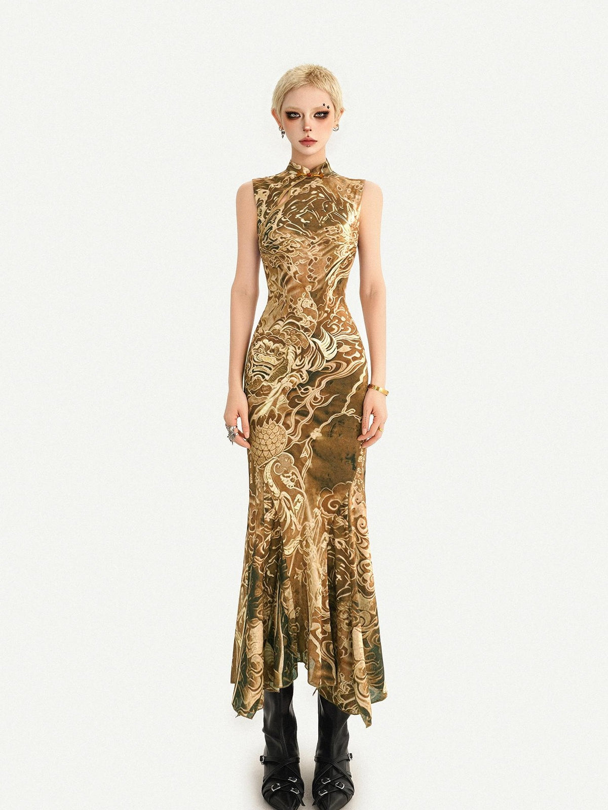 Nico Molly Gilded Glamorous Fishtail Sleeveless Slim Women&