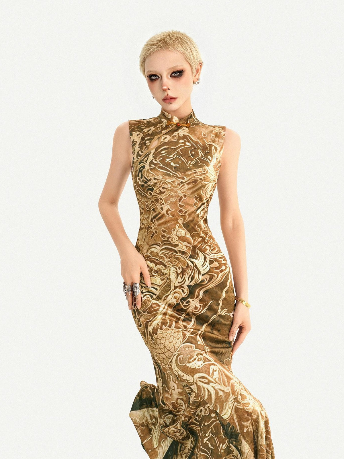 Nico Molly Gilded Glamorous Fishtail Sleeveless Slim Women&