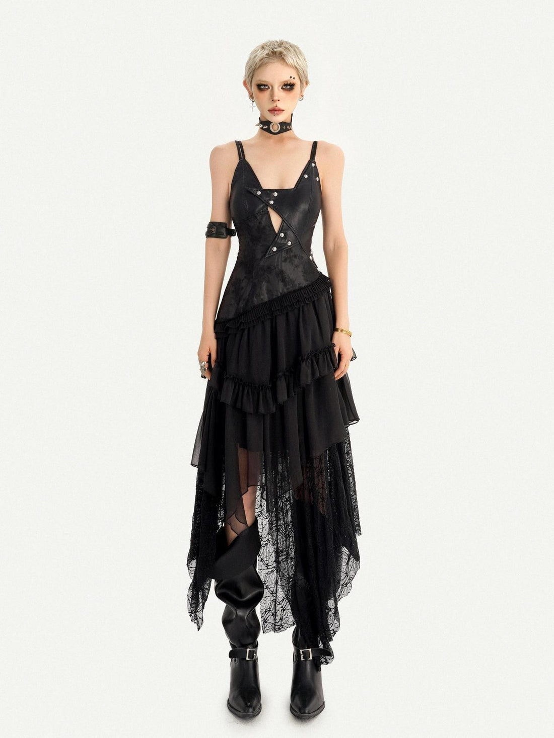 Nico Molly Gothic Lace Patchwork Irregular Hem Women&