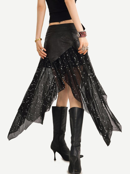 Nico Molly Gothic Mesh Asymmetric Patchwork Women&