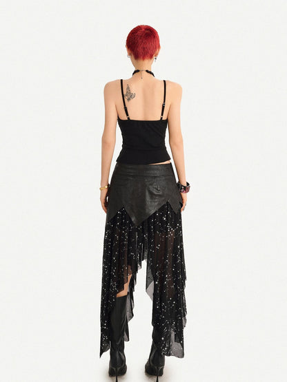 Nico Molly Gothic Mesh Asymmetric Patchwork Women&
