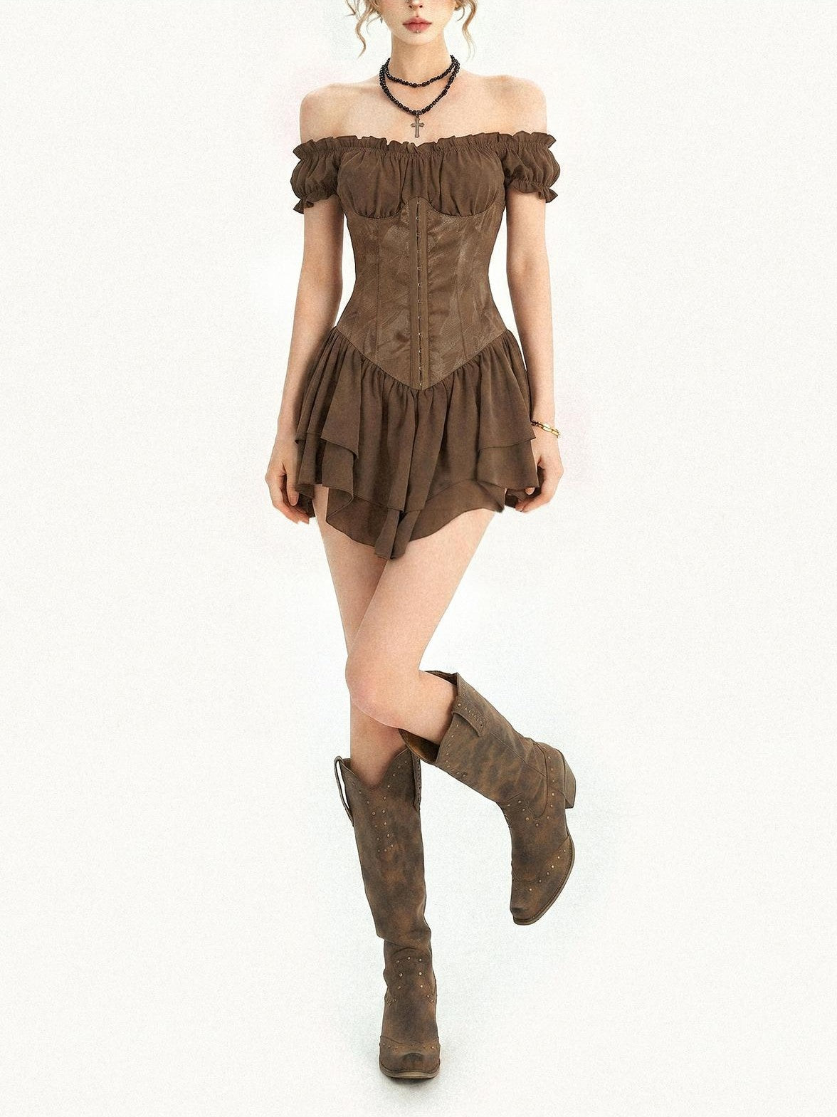 Nico Molly Gothic Ruffled Tiered Cinched Waist Women&