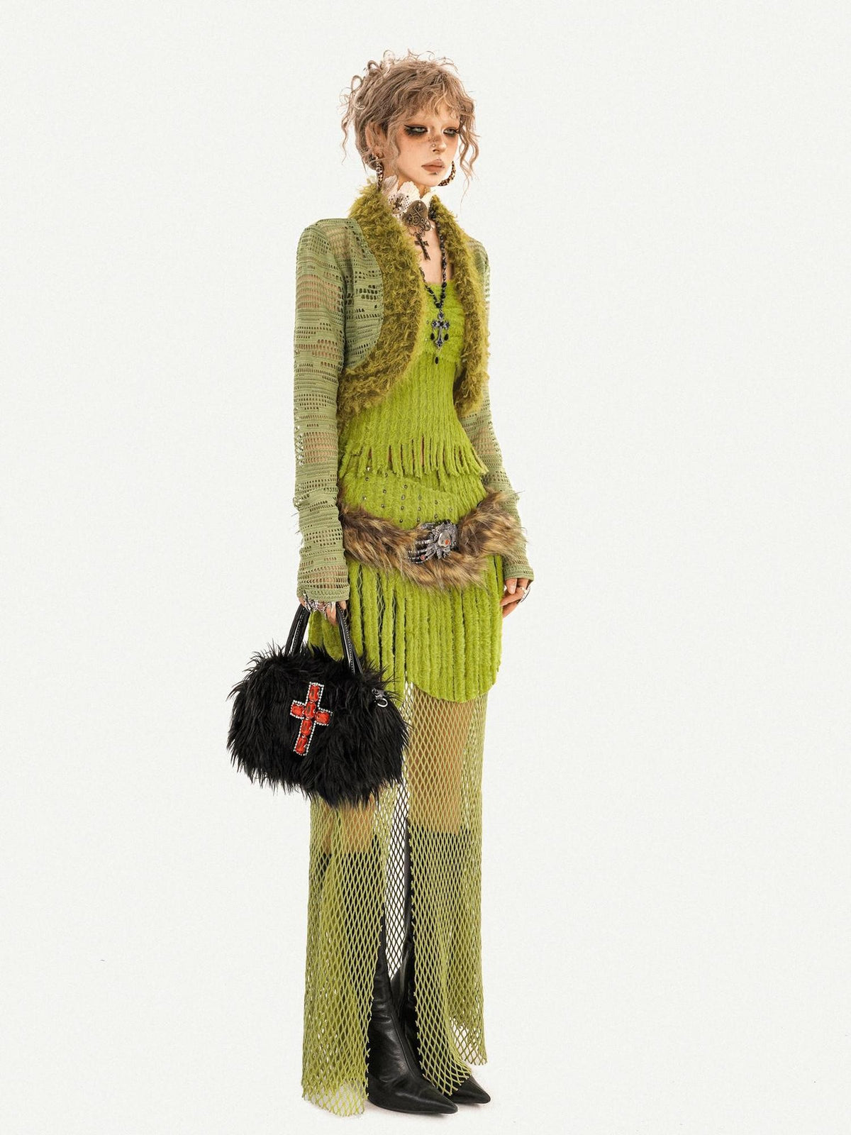 Nico Molly Green Cutout Frayed Edge Slim Fit Dyed Women&