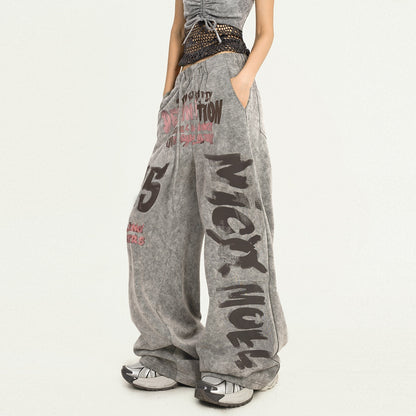 Nico_Molly_Grey_Vintage_Letter_Print_Loose_Pocket_Elastic_Women&
