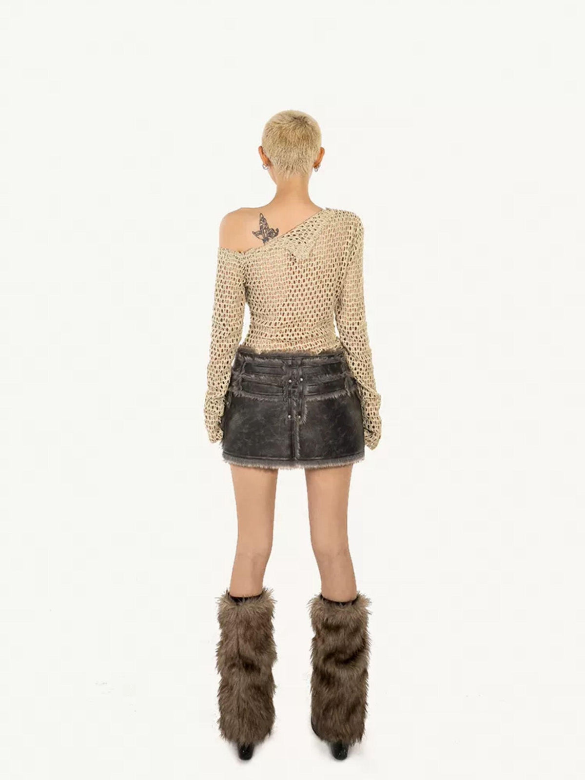 Nico Molly Grunge Distressed Cutout Fishnet Knitted Women&