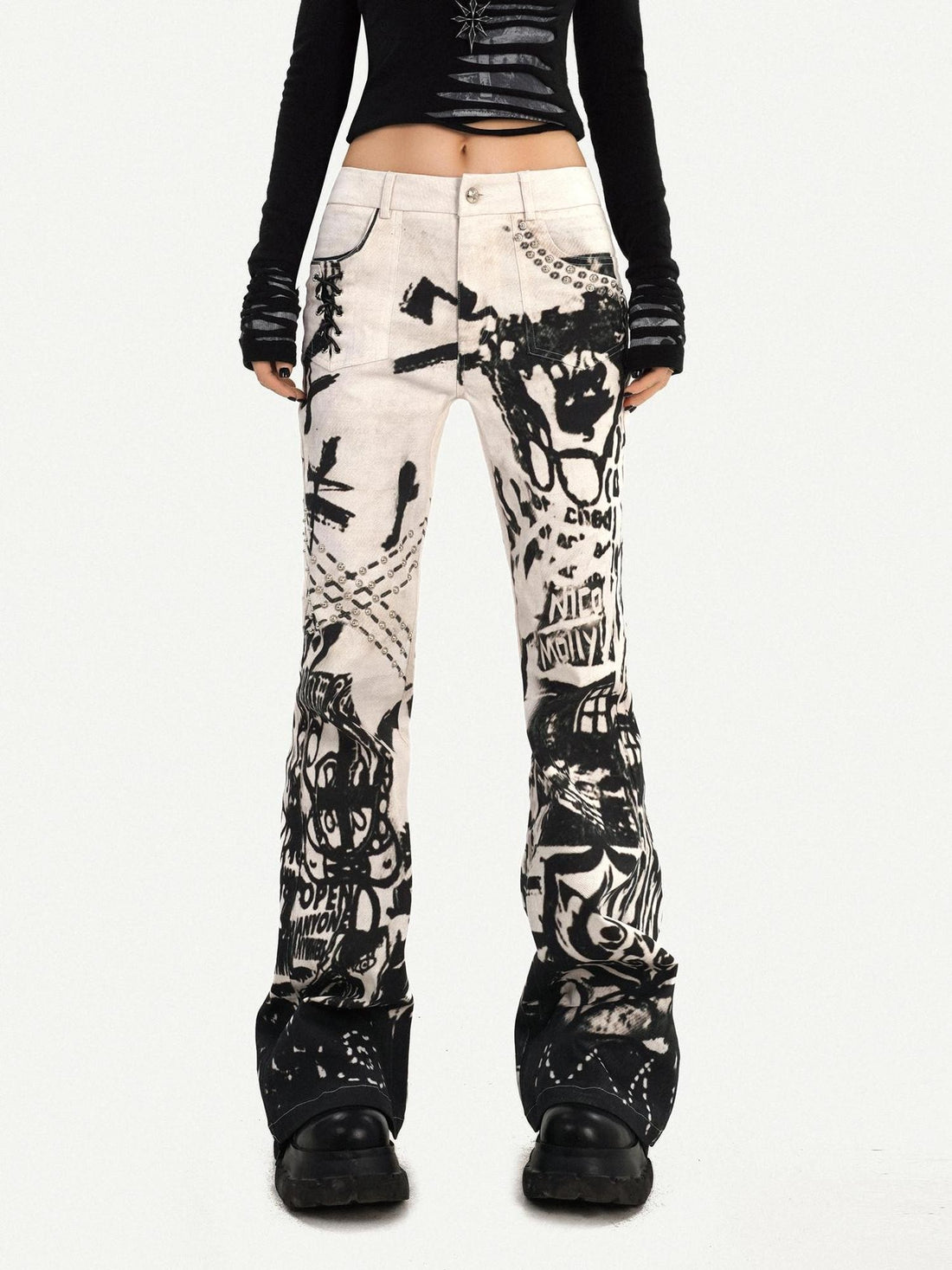 Nico Molly Ink Wash Studded Punk Street Women&