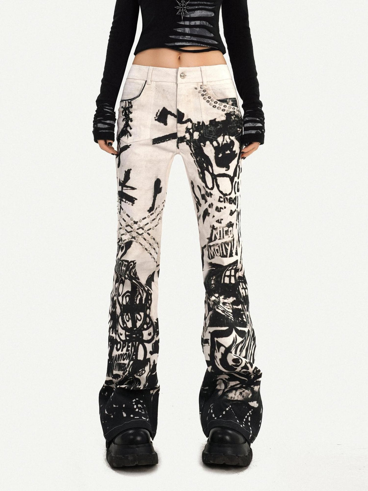 Nico Molly Ink Wash Studded Punk Street Women&