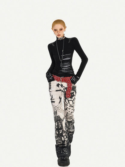 Nico Molly Ink Wash Studded Punk Street Women&