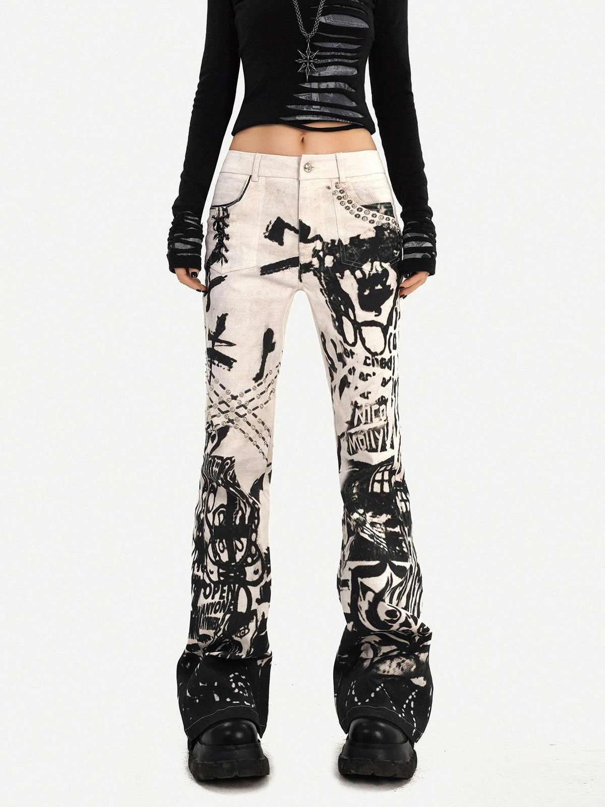 Nico Molly Ink Wash Studded Punk Street Women&