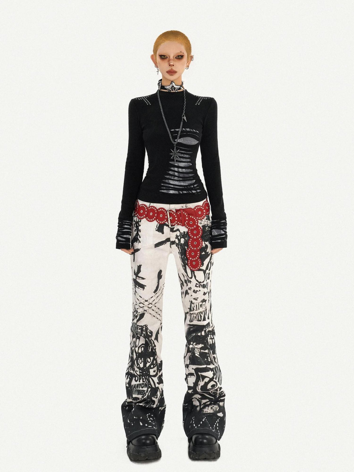 Nico Molly Ink Wash Studded Punk Street Women&