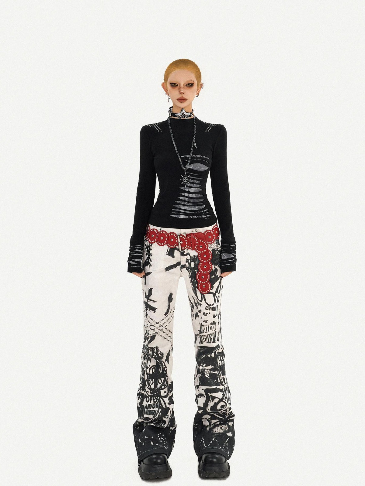 Nico Molly Ink Wash Studded Punk Street Women&