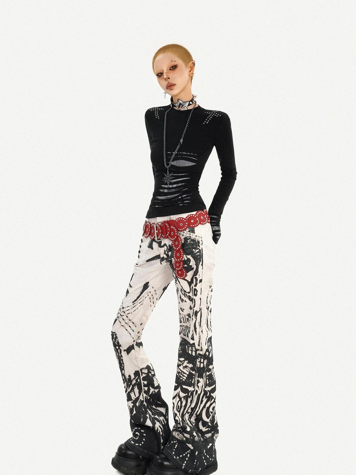 Nico Molly Ink Wash Studded Punk Street Women&