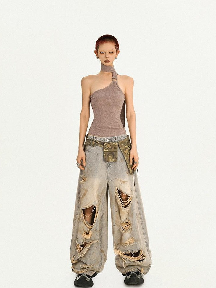 Nico Molly Khaki Vintage Backless Tie Slim Cropped Women&