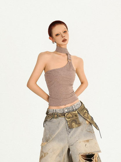 Nico Molly Khaki Vintage Backless Tie Slim Cropped Women&