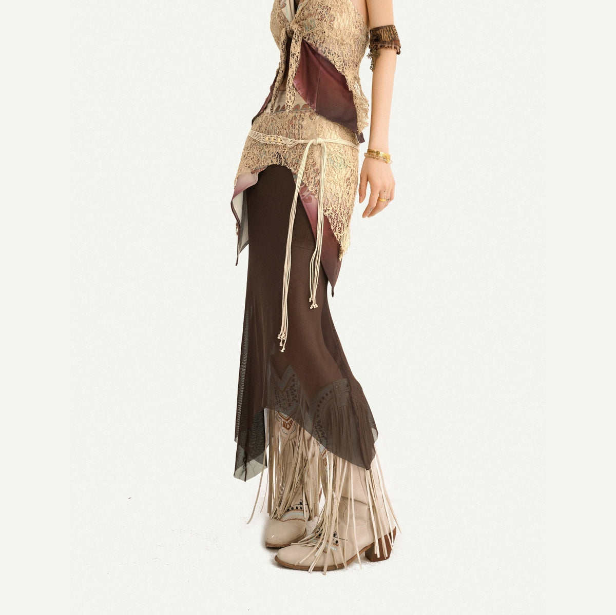 Nico_Molly_Layered_Lace_Fringed_Halter_V-neck_Women&