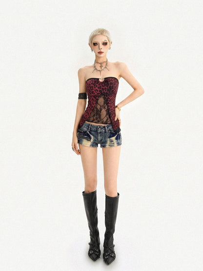 Nico Molly Leopard Patchwork Slim Fit Backless Gothic Women&