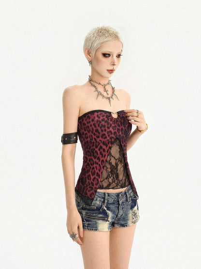 Nico Molly Leopard Patchwork Slim Fit Backless Gothic Women&