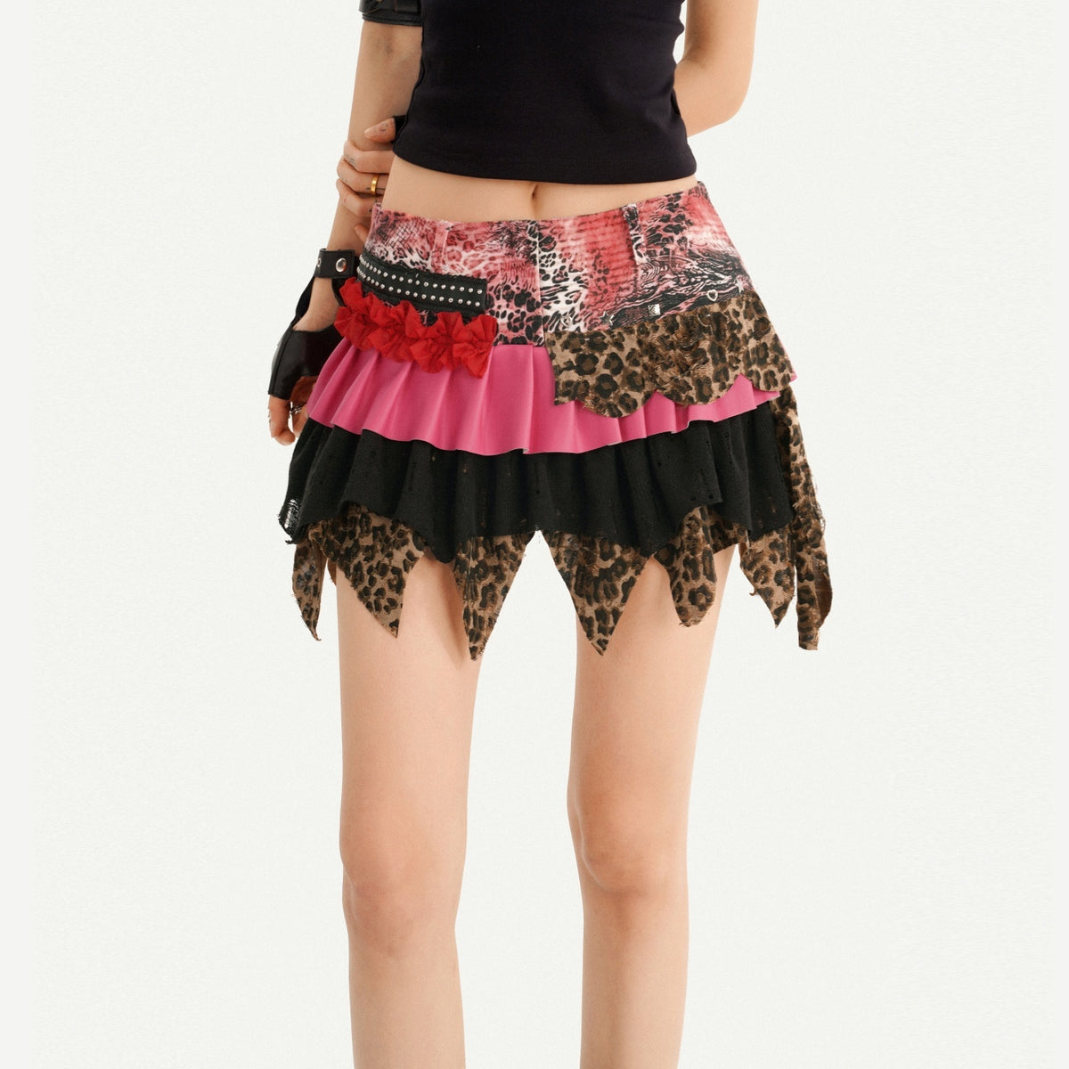 Nico_Molly_Leopard_Print_Patchwork_Asymmetrical_Mid_Waist_Front_Zipper_Women&