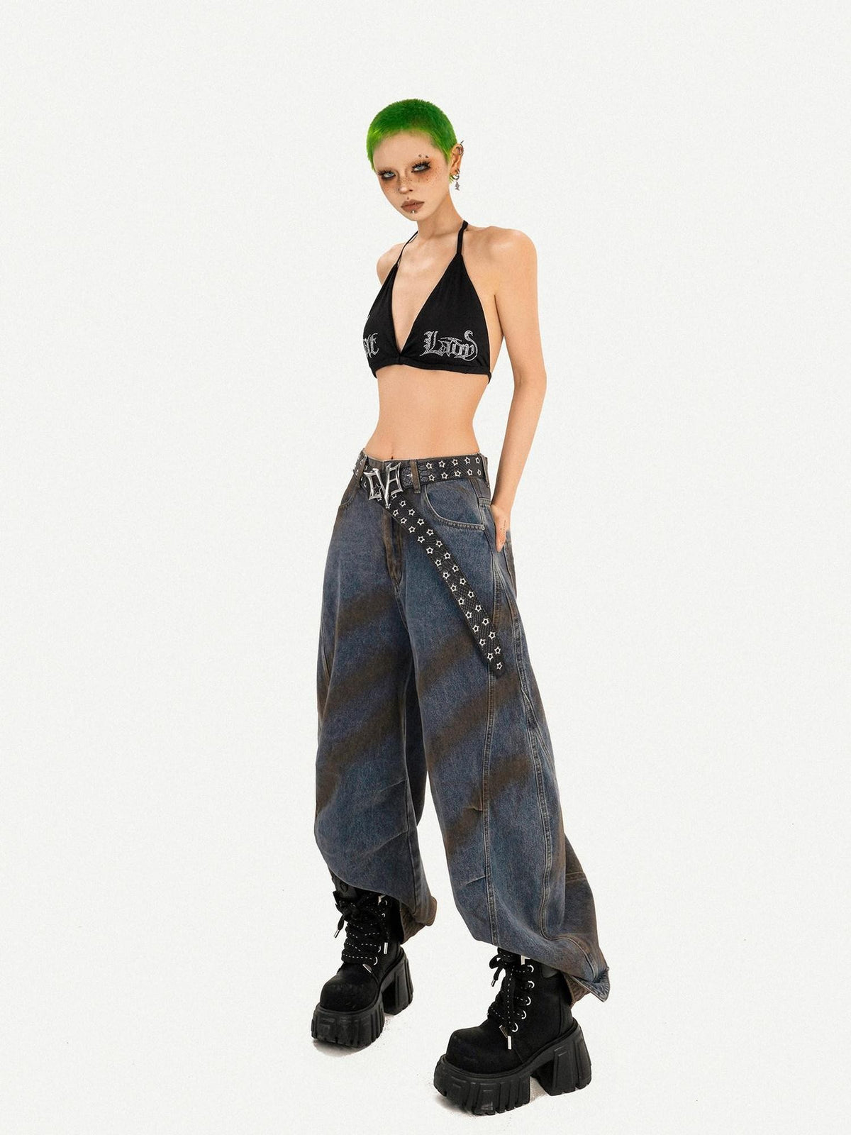 Nico Molly Leopard Print Rhinestone Halter Tie V-neck Backless Slim Women&