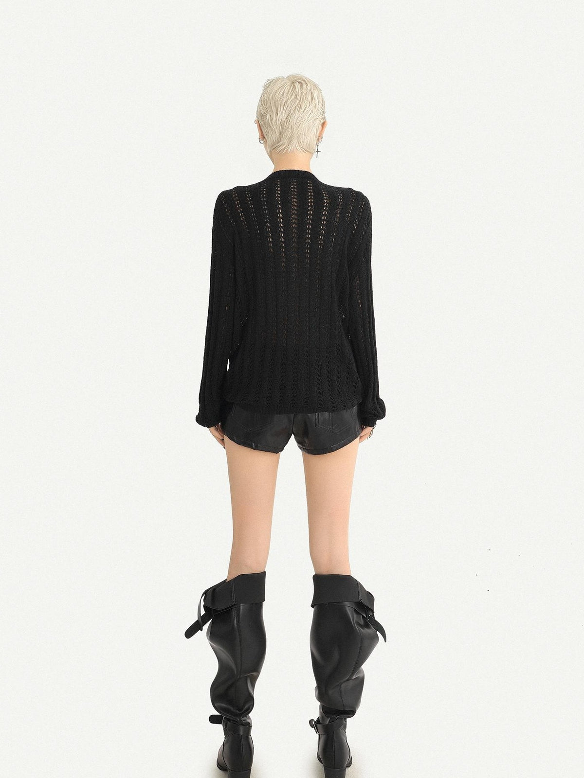 Nico Molly Letter Print Cutout Drawstring Round Neck Dark Punk Women&