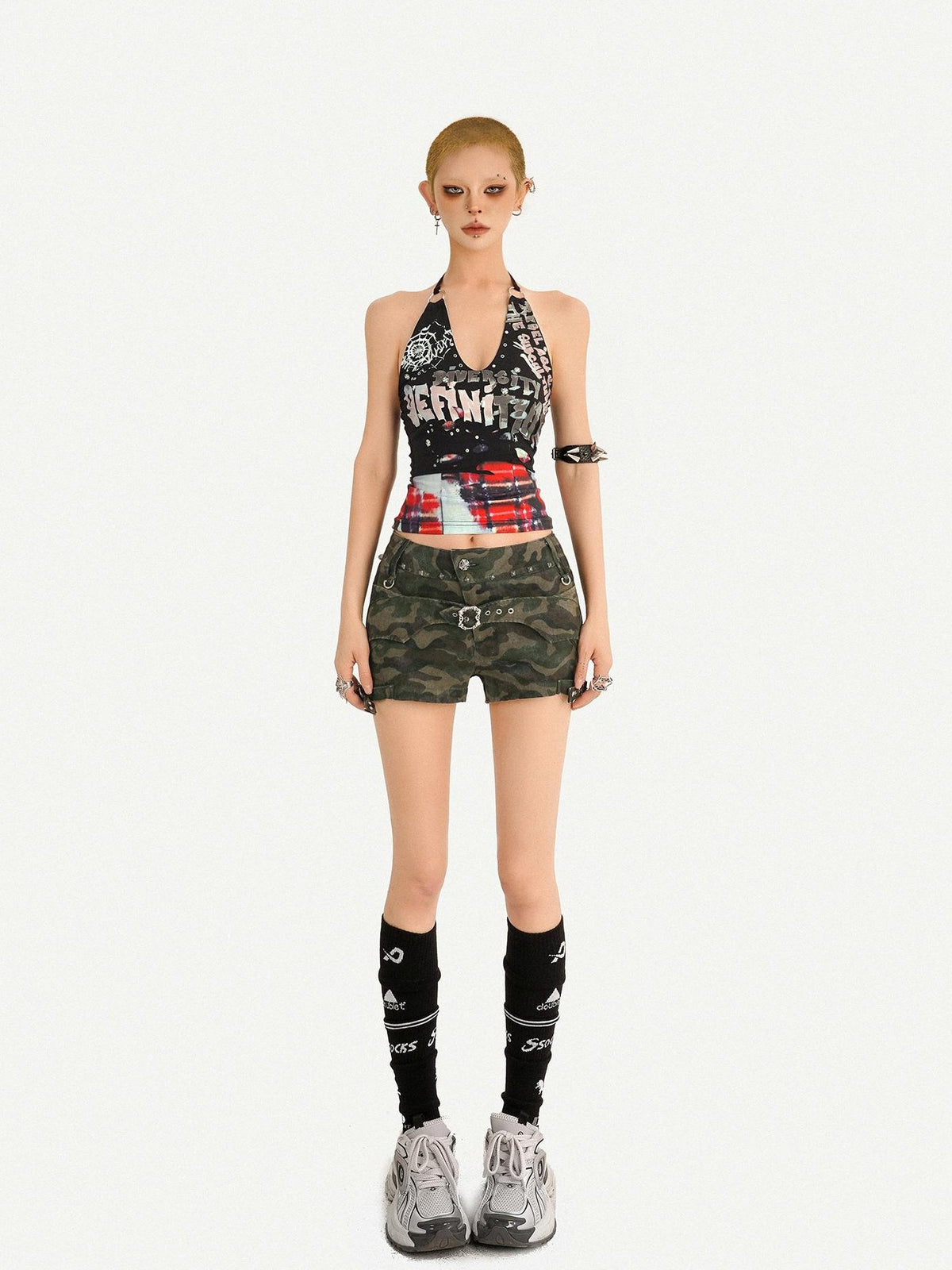 Nico Molly Letter Print V-neck Slim Fit Cropped Women&