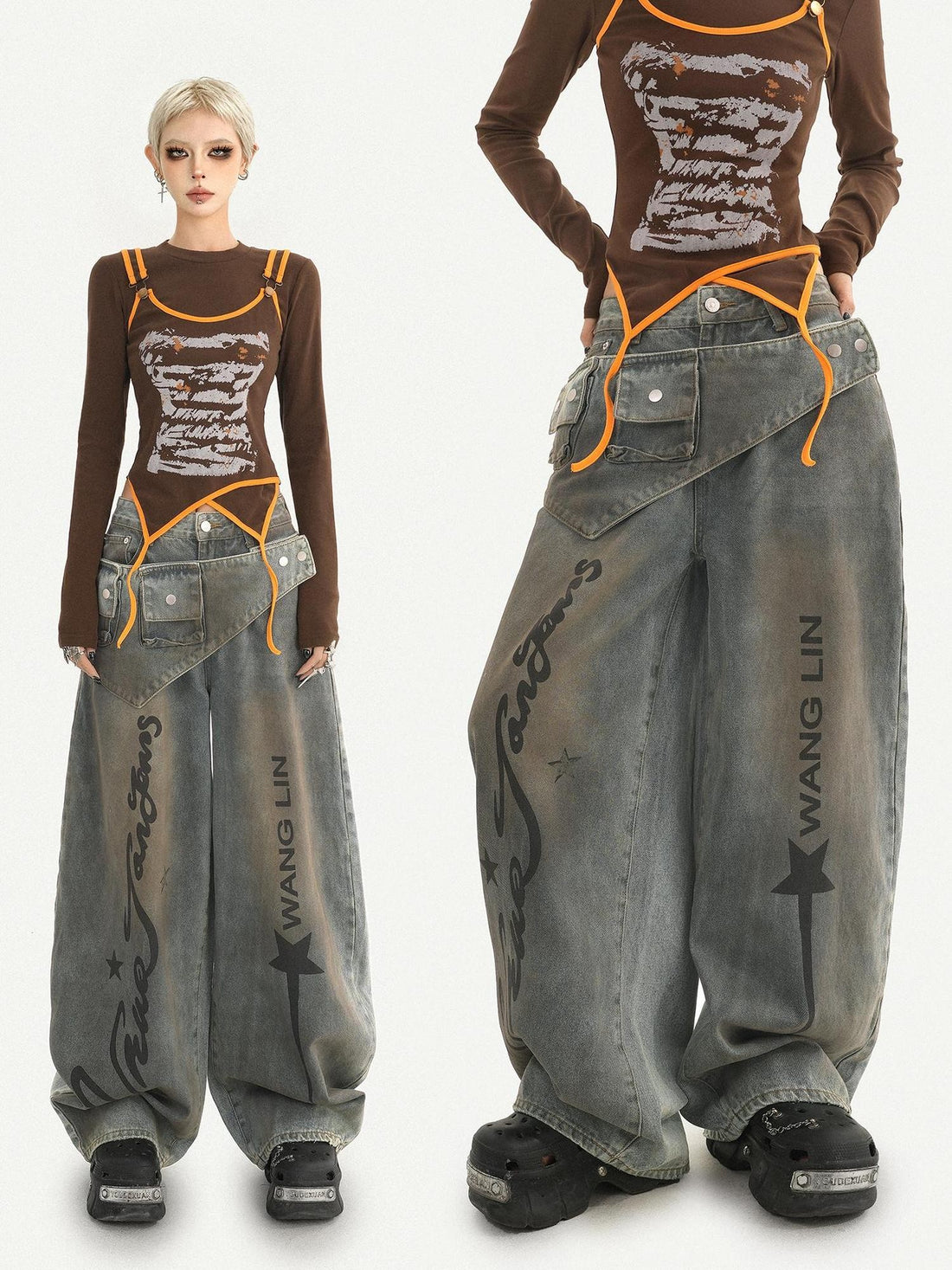 Nico Molly Lettering Curved Cut High Waist Women&