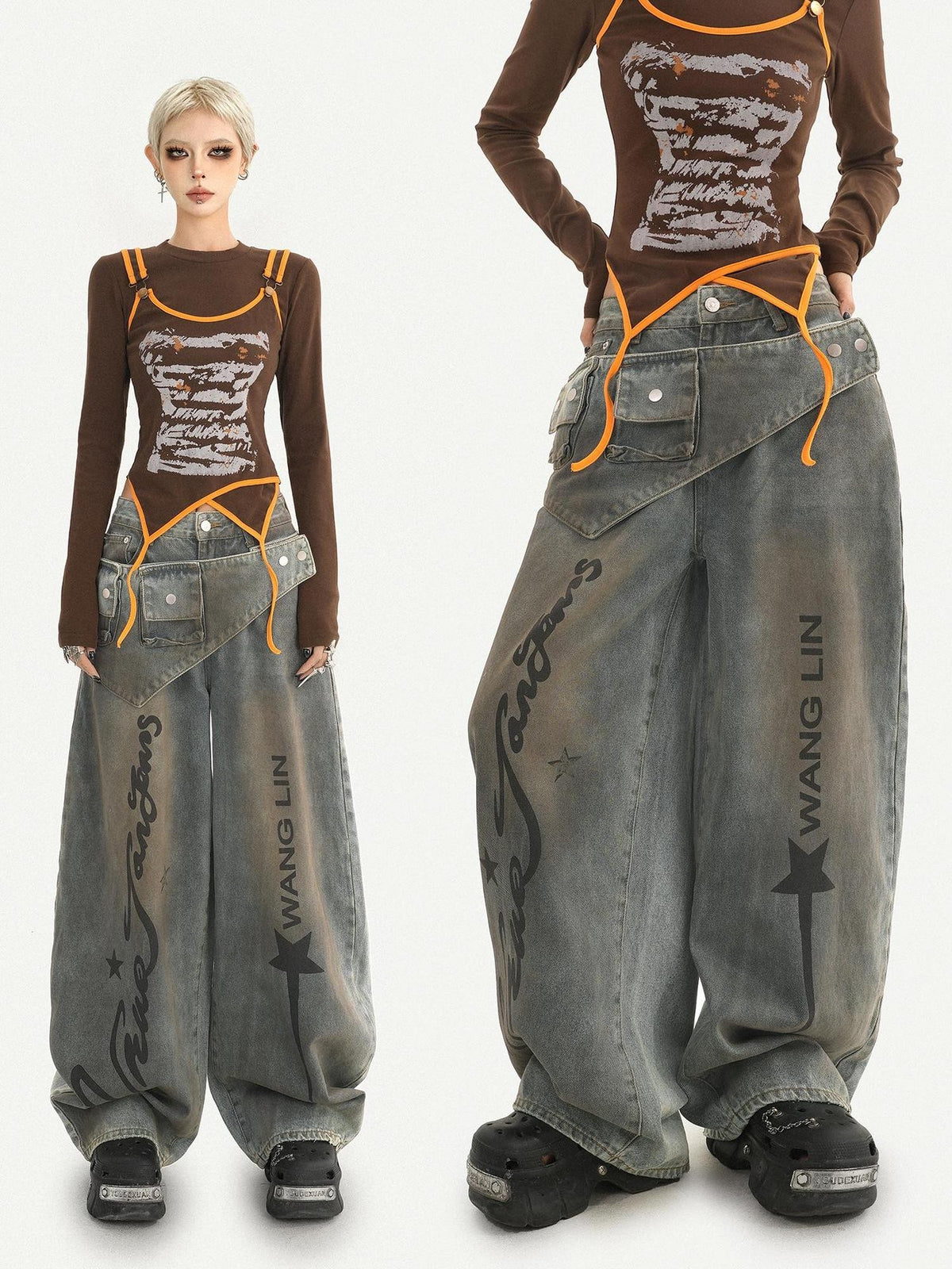 Nico Molly Lettering Curved Cut High Waist Women&