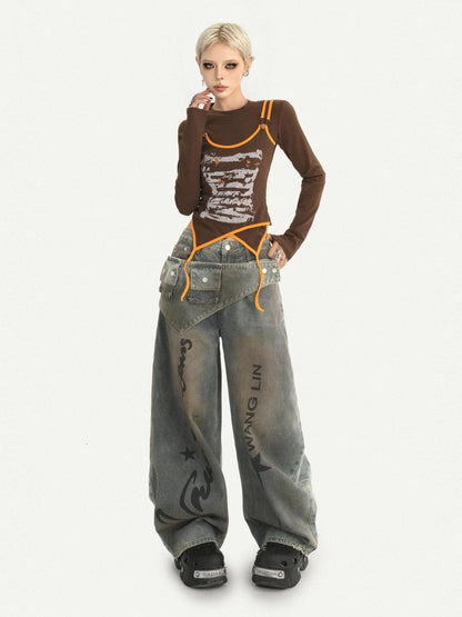 Nico Molly Lettering Curved Cut High Waist Women&