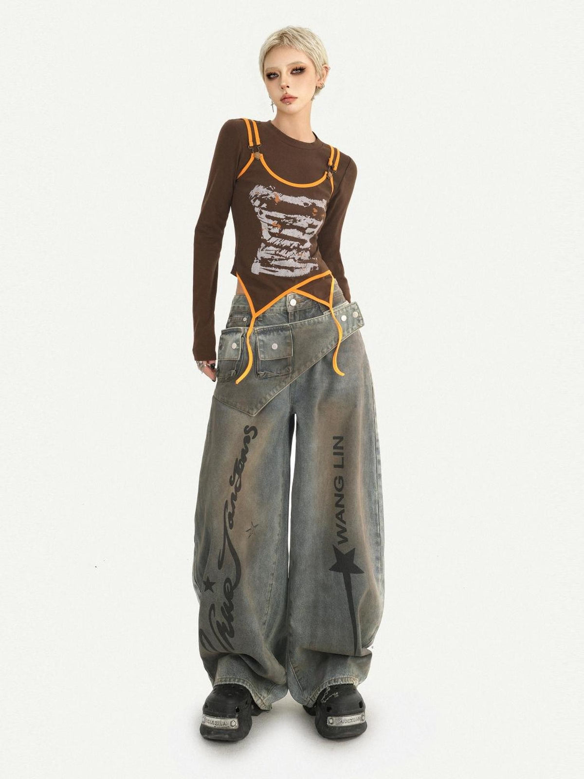 Nico Molly Lettering Curved Cut High Waist Women&