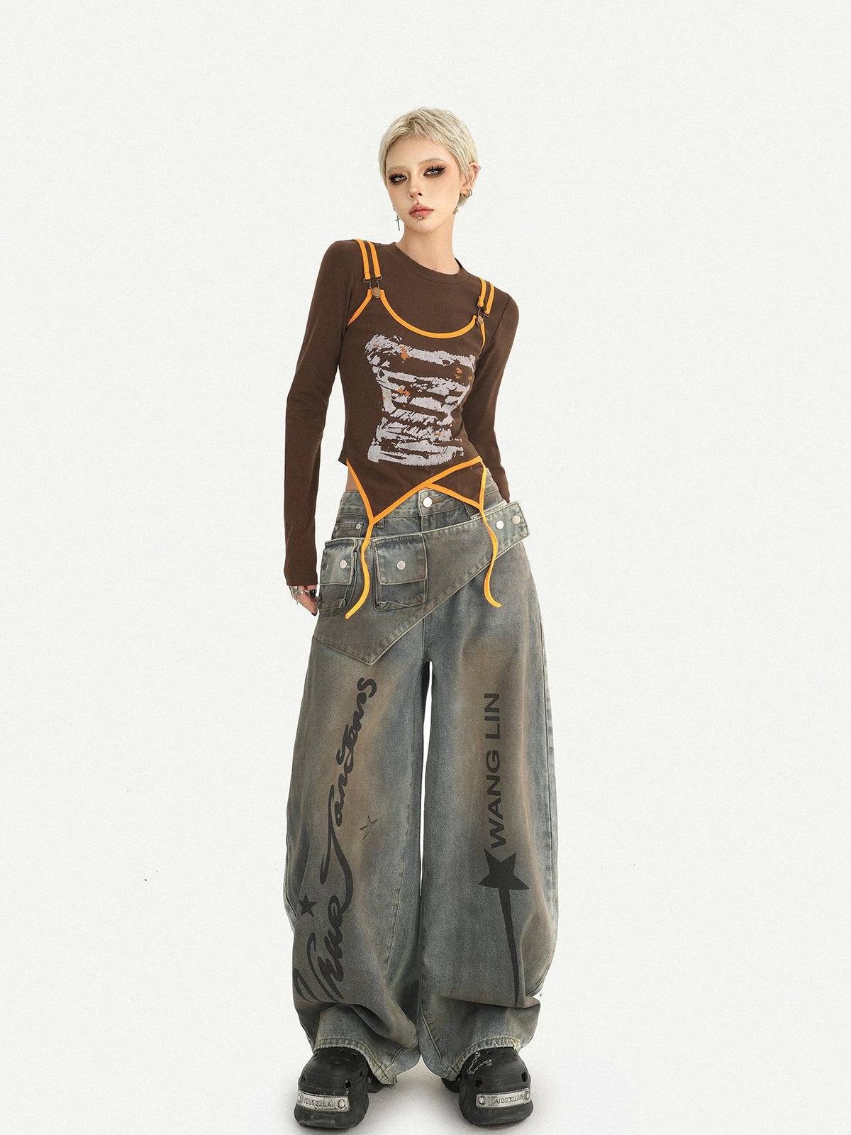 Nico Molly Lettering Curved Cut High Waist Women&