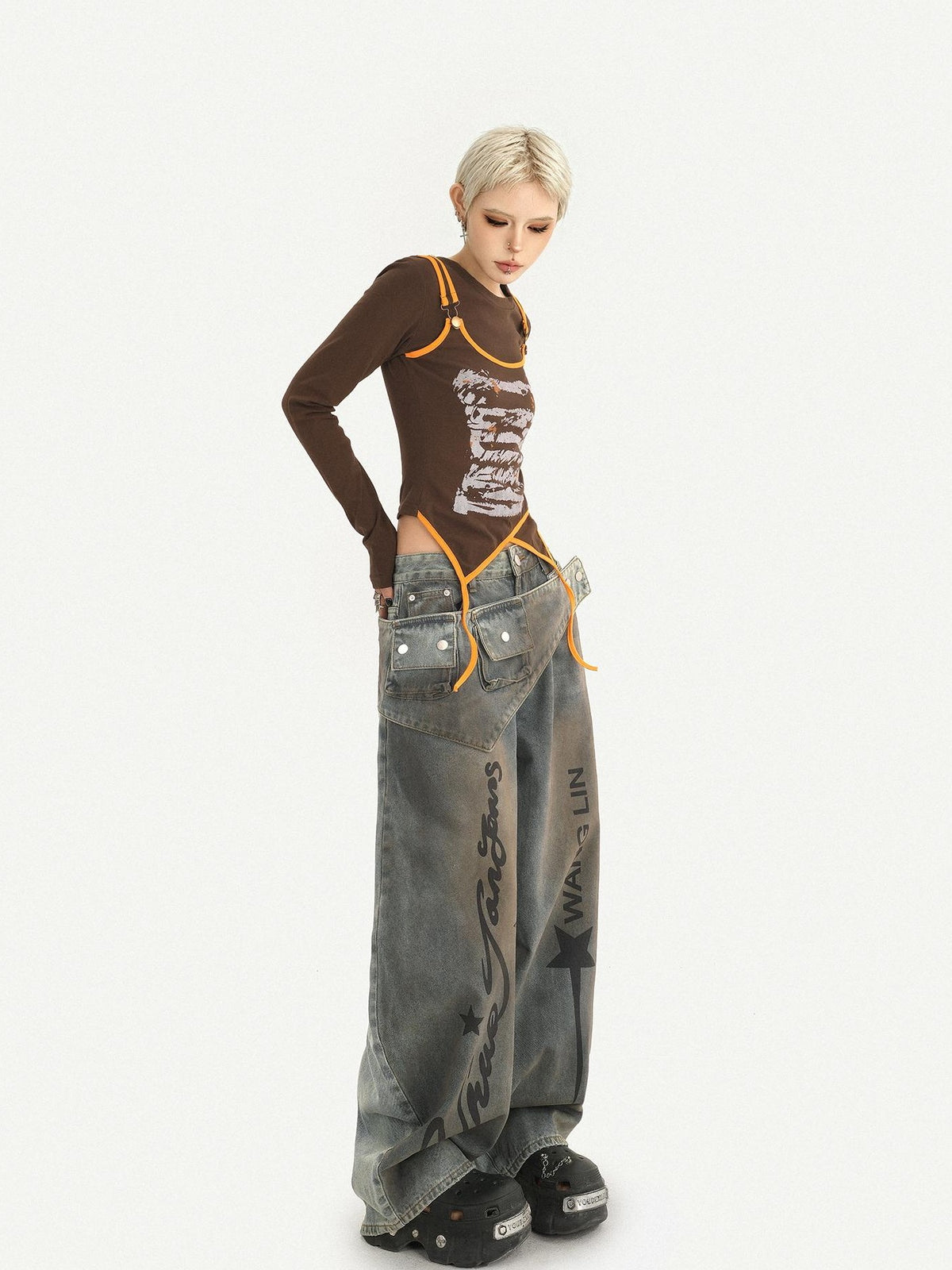 Nico Molly Lettering Curved Cut High Waist Women&