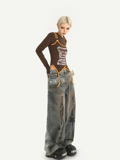 Nico Molly Lettering Curved Cut High Waist Women&